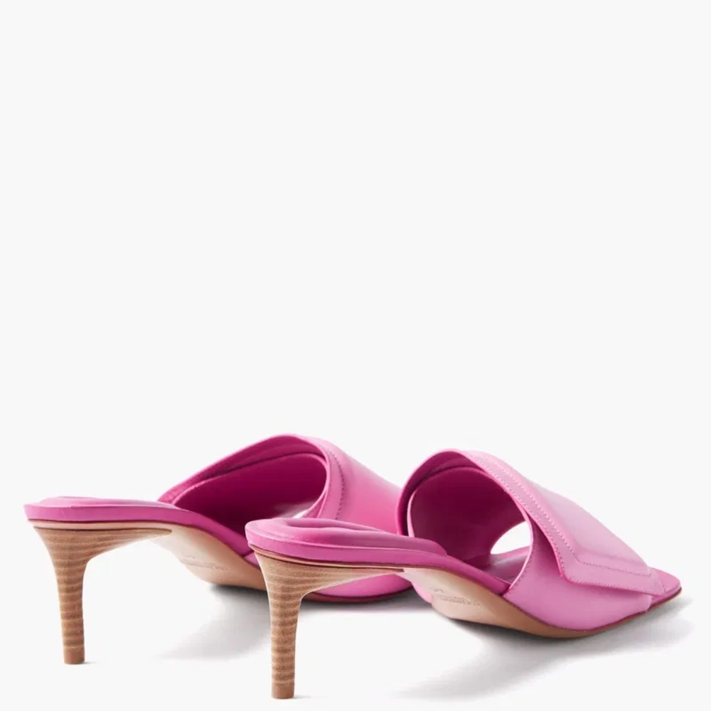 JACQUEMUS Piscine Square-Toe Padded Pink Leather Mules - Picture 4 of 10